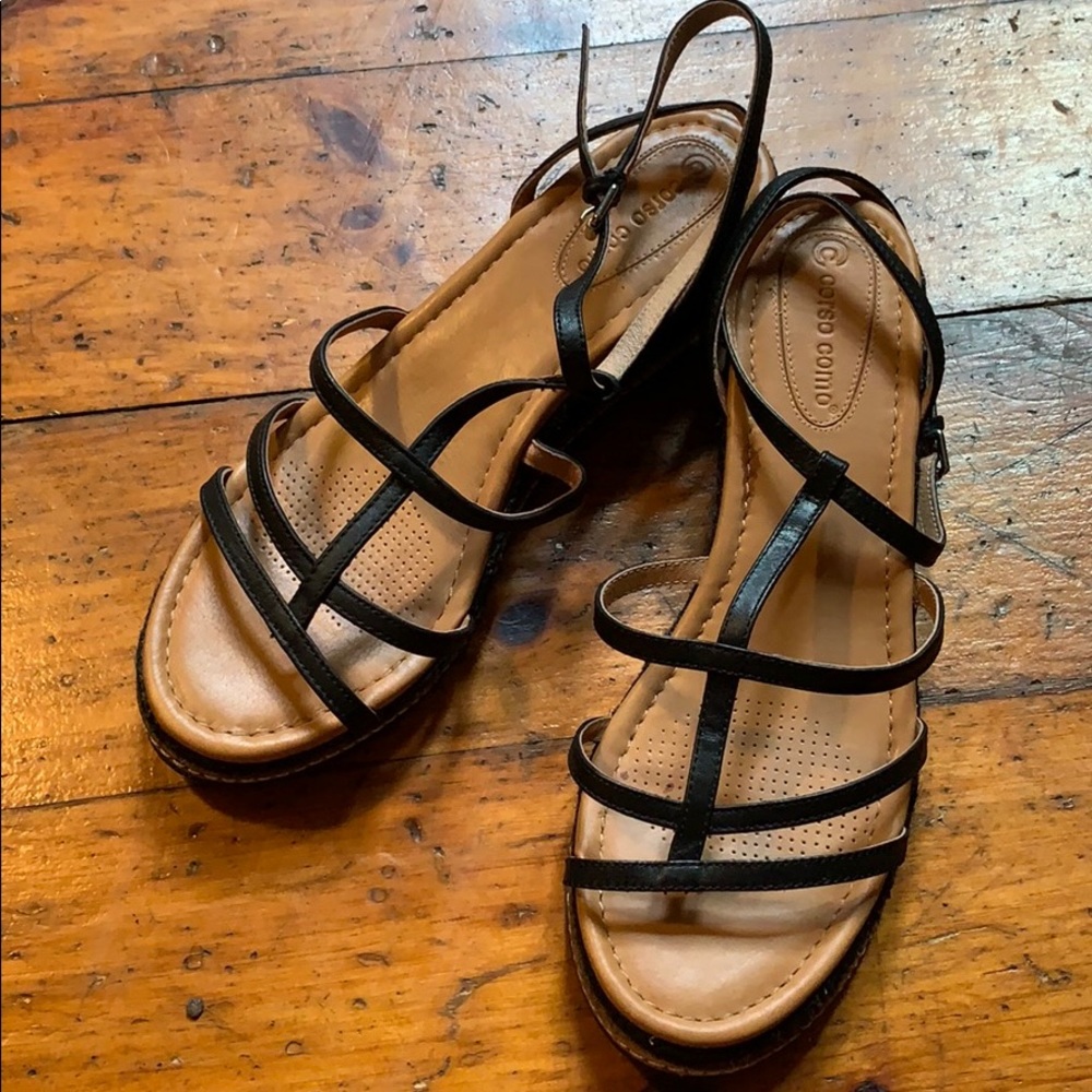 Corso Como Black Wedges (size 9)